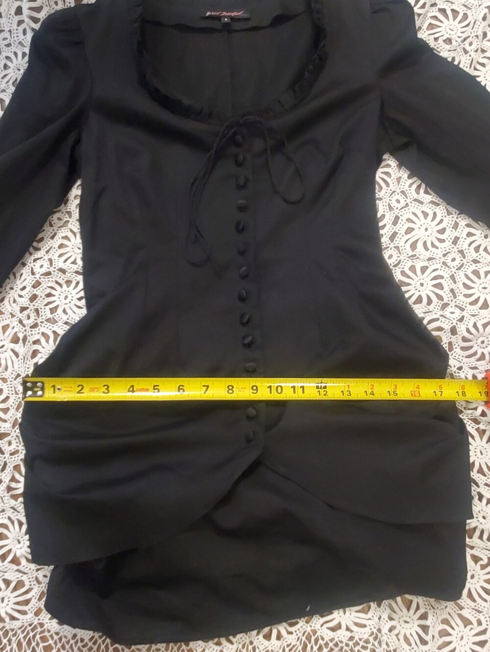 Vintage Betsey Johnson Black Bustle Blouse Goth Vampy Steam punk Cotton Y2K - Picture 14 of 16